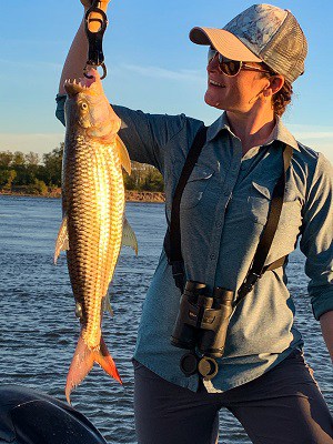 Darcie tiger fishing on the Zambezi River