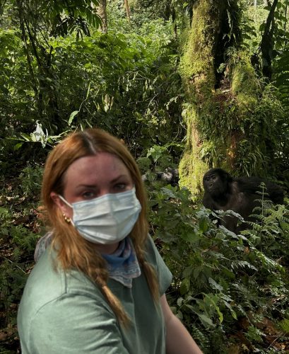 Posing with a male gorilla (Photo Credit: Alexandra Hankins)