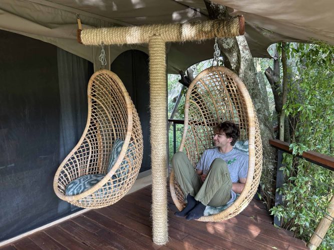 Hanging out on the deck listening to the hippos.(Photo Credit: Katt Hendershot)